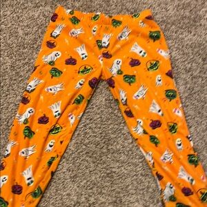 Halloween Ghost Print Orange Leggings